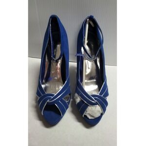 Unbranded Blue‎ Heels Peep Toe Ankle Strap Platform Stiletto Size 8.5
